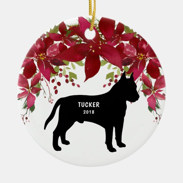 Pit Bull Dog Christmas Tree Ornament (Front)