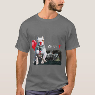 Pit Bull Dog Clown Oh It Rain Balloon Funny Hallow T-Shirt