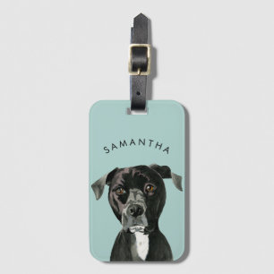 Pit Bull Dog Custom Luggage Tag   Contemplating