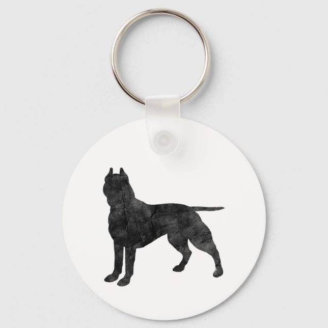 Pit Bull Dog Grunge Silhouette Key Ring (Front)