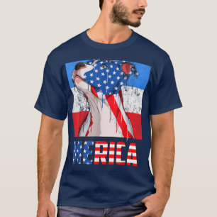 Pit Bull Dog Patriotic USA 4th of July American Fl T-Shirt