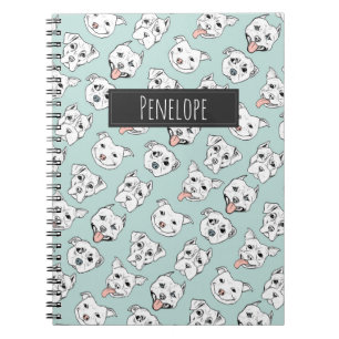 Pit Bull Dog Pattern   Add Your Name Notebook