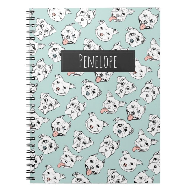 Pit Bull Dog Pattern | Add Your Name Notebook (Front)