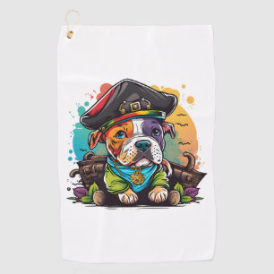 Pit Bull Dog Pirate Golf Towel