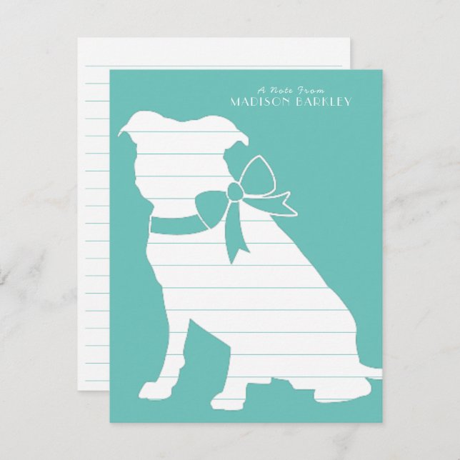 Pit Bull Dog Puppy Pitbull Thank You Card (Front/Back)