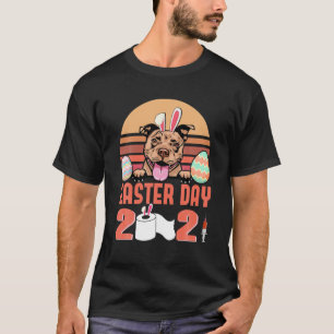 Pit Bull Dog Wear Bunny Ears Rabbit Egg Easter Day T-Shirt
