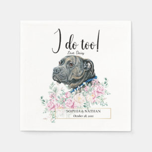 Pit Bull Dog Wedding Cocktail Napkins