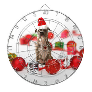 Pit Bull Dog with Gift box and Christmas Ornaments Dartboard