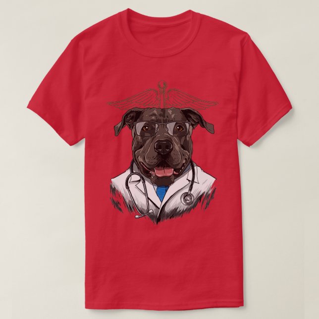 Pit Bull Dogtor Vet Veterinarian Dog Doctor T-Shirt (Design Front)