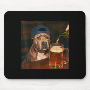 Pit Bull Drinking Beer Shirt Funny Fathers Day Dog Mouse Mat
