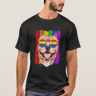 Pit Bull Gay Pride LGBT Rainbow Flag Dog Lover T-Shirt