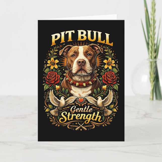 Pit Bull: Gentle Strength Holiday Card (Front)