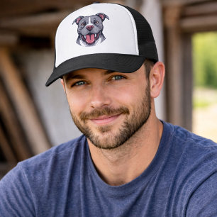Pit Bull Graphic Art -Bully Breed Dogs- Dog Lover Trucker Hat