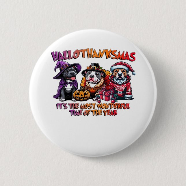 Pit Bull Halloween Thanksgiving Christmas Classic  6 Cm Round Badge (Front)