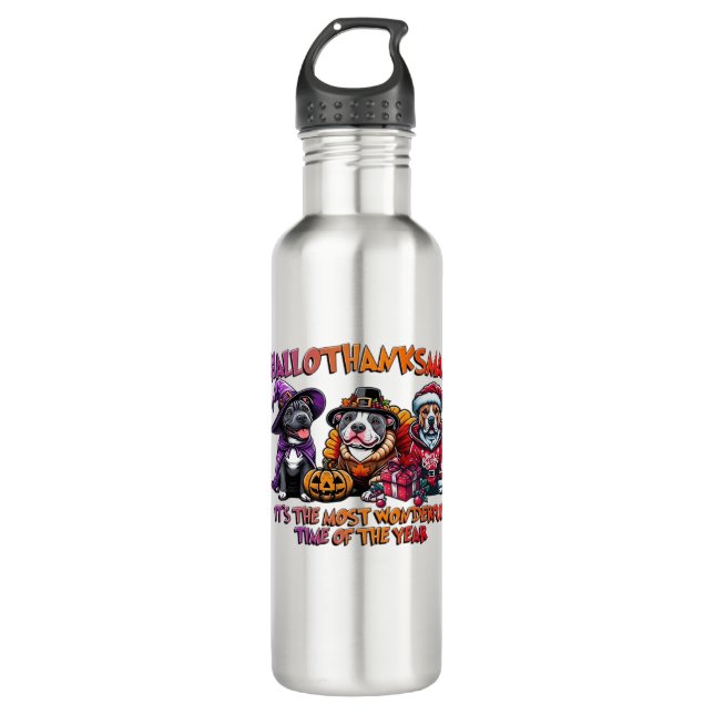 Pit Bull Halloween Thanksgiving Christmas Classic  710 Ml Water Bottle (Front)