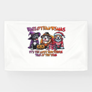 Pit Bull Halloween Thanksgiving Christmas Classic  Banner