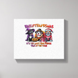 Pit Bull Halloween Thanksgiving Christmas Classic  Canvas Print