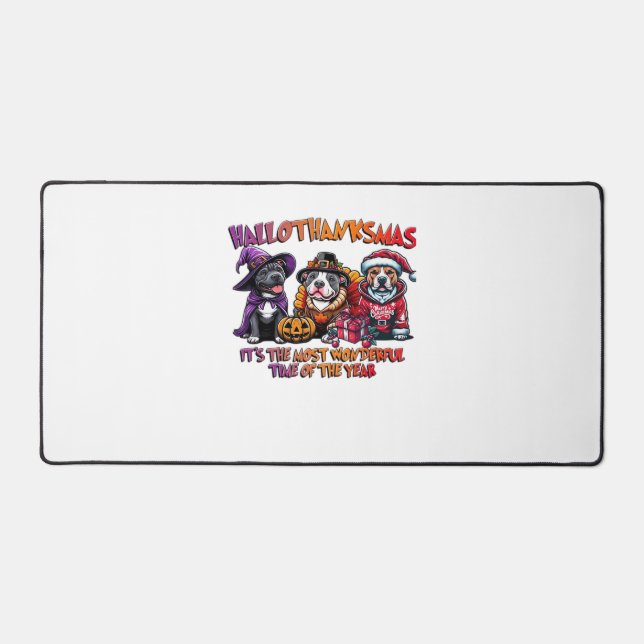 Pit Bull Halloween Thanksgiving Christmas Classic  Desk Mat (Front)