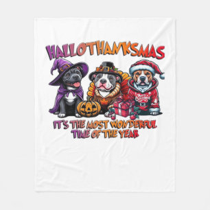 Pit Bull Halloween Thanksgiving Christmas Classic  Fleece Blanket