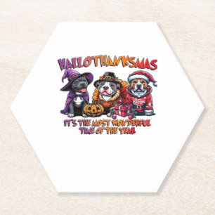 Pit Bull Halloween Thanksgiving Christmas Classic  Paper Coaster