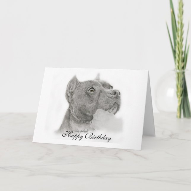 Pit Bull Happy Birthday Card (Front)
