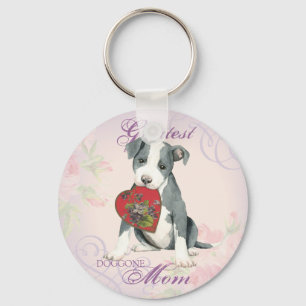 Pit Bull Heart Mum Key Ring