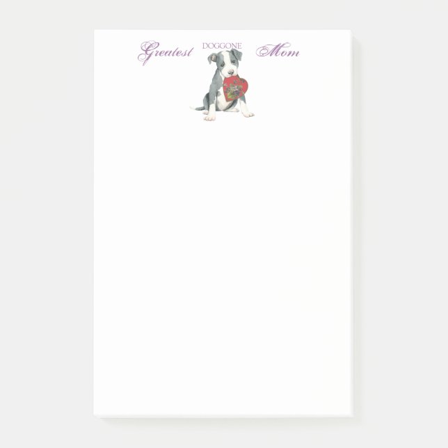 Pit Bull Heart Mum Post-it Notes (Front)