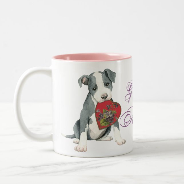 Pit Bull Heart Mum Two-Tone Coffee Mug (Left)