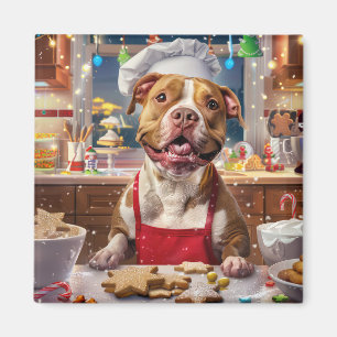 Pit Bull Holiday Baking: Festive Christmas  Magnet