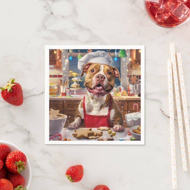 Pit Bull Holiday Baking: Festive Christmas  Napkin (Insitu)