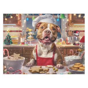 Pit Bull Holiday Baking: Festive Christmas  Tablecloth