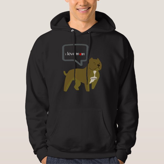 Pit Bull I Love Mum Tattoo Mother S Day Hoodie (Front)