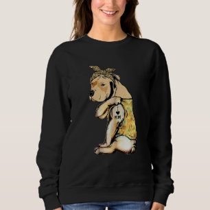 Pit Bull I Love Mum Tattoo Sunflower Dog Mum Mothe Sweatshirt