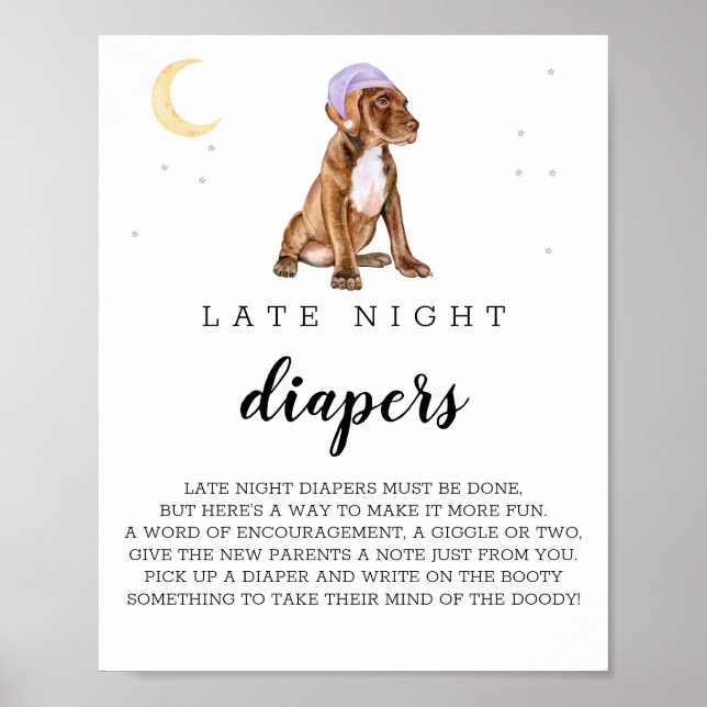 Pit Bull Late Night Diapers Beagle Watercolor Sign (Front)