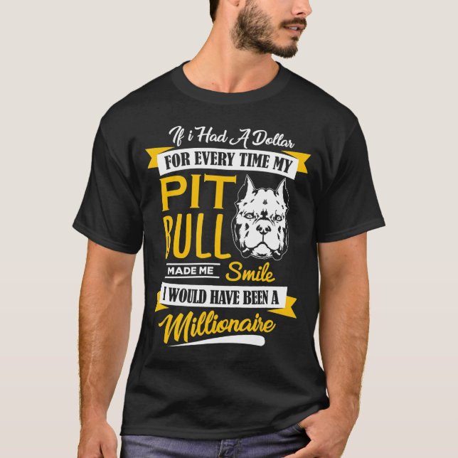 Pit Bull Made Me Smile Dog T-Shirt (Front)