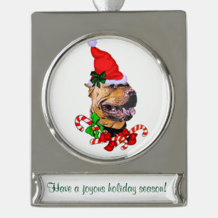 Pit Bull Personalised Christmas Silver Plated Banner Ornament