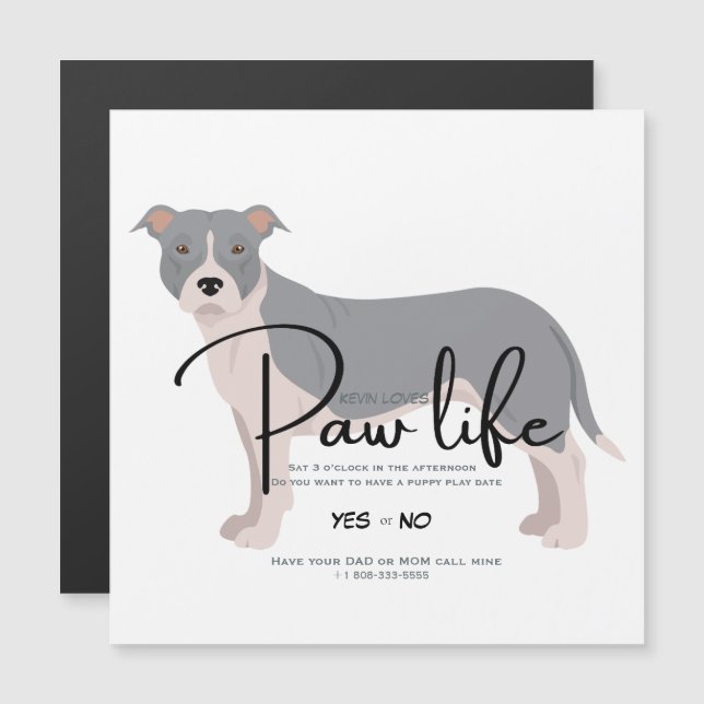Pit bull play date invitation (Front/Back)