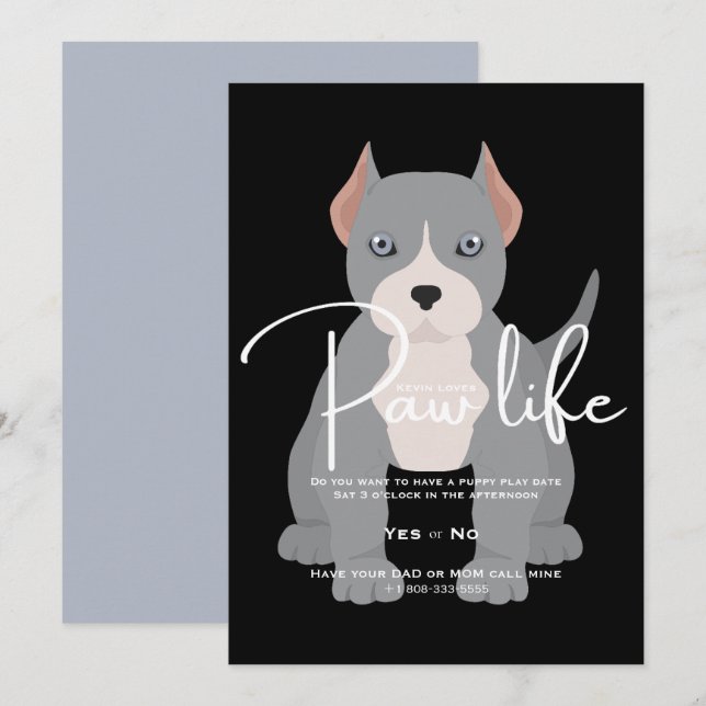 Pit bull play date invitation (Front/Back)