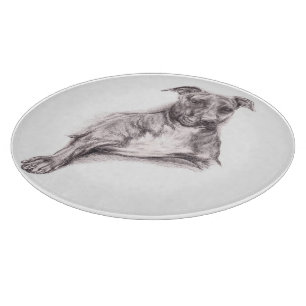 Pit Bull Portrait in Charcoal Cutting Board