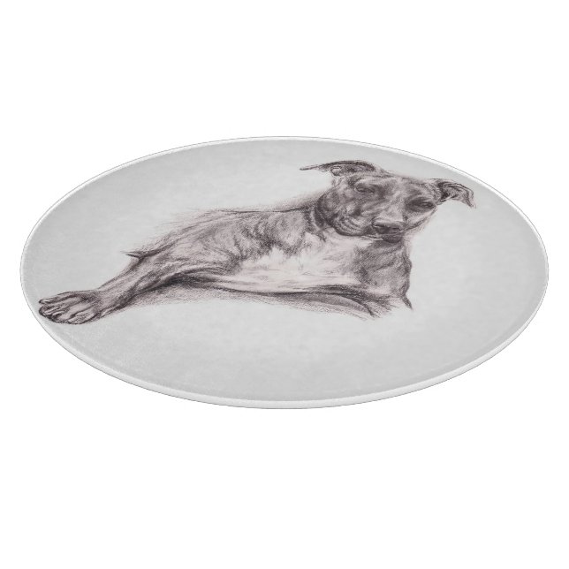 Pit Bull Portrait in Charcoal Cutting Board (Corner)