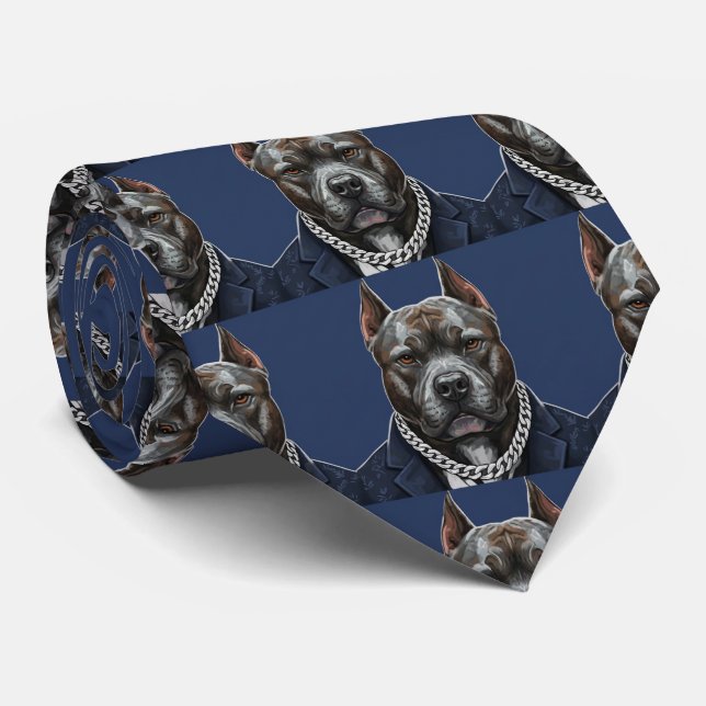 Pit Bull Portrait Tie (Rolled)