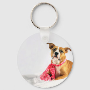 Pit Bull Puppy Love in Pink XOXO Key Ring