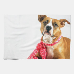 Pit Bull Puppy Love in Pink XOXO Tea Towel