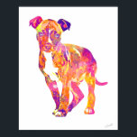 Pit Bull Puppy Pop Art Watercolor Poster<br><div class="desc">Pit Bull puppy pop art style watercolor poster. A bright & colorful statement for your walls. Original art © DoggyStyle Design Studio. We think dogs are the best! Their unconditional love and loyalty... the way their tails wag and their faces light up when you get home... you just don’t get...</div>