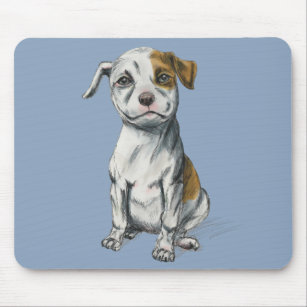 Pit Bull Puppy Sketch Drawing Mouse Mat
