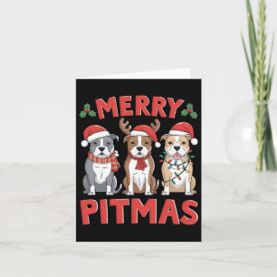 Pit Bull Santa Christmas Tree Lights Xmas Merry Pi Card