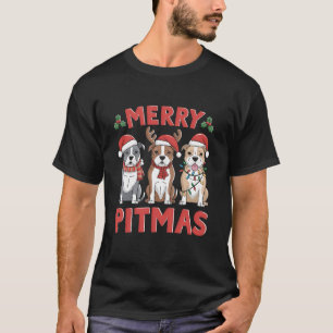 Pit Bull Santa Christmas Tree Lights Xmas Merry Pi T-Shirt