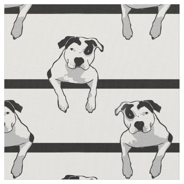 Pit Bull T-Bone Graphic Fabric (Close Up)