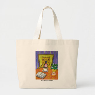 Pit Bull Terrier at the Cafe Large Tote Bag