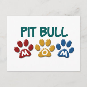 PIT BULL TERRIER Mum Paw Print 1 Postcard